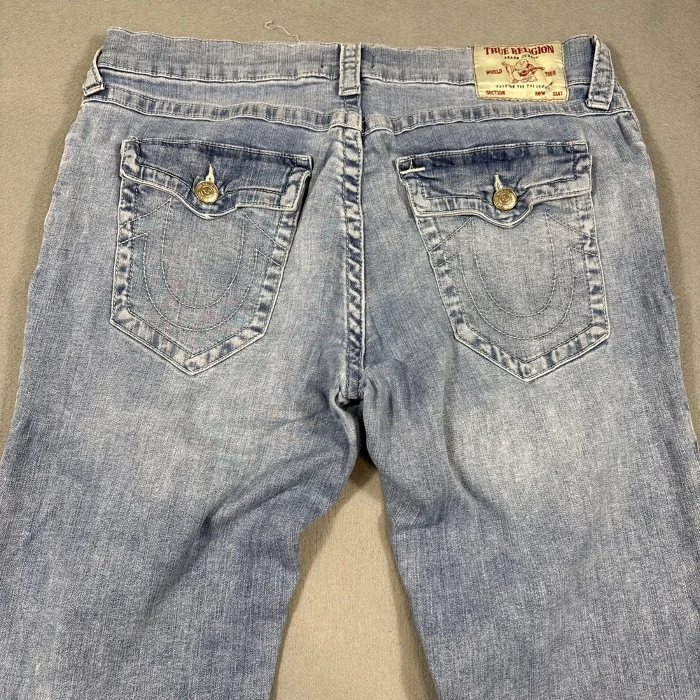 True Religion Jeans Mens 38/33 Blue Billy Flap Pockets Relaxed Bootcut